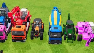 TRANSPORTING EXCAVATOR MIXER TRUCK TRACTORs Backhoe loaders Beamng.Drive Game FARMING SIMULATOR 22