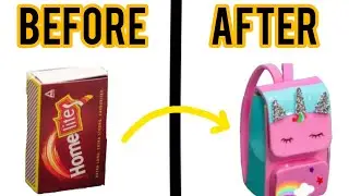 Matchstick box to a miniature school bag 🛍️😍 DIY #cute #craft #art #paper #minatures 