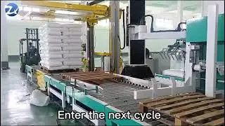 Automatic Palletizing Packing Machine for Rice Wheat Flour Feed bag Box 10kg 25kg 50kg with Wrapping