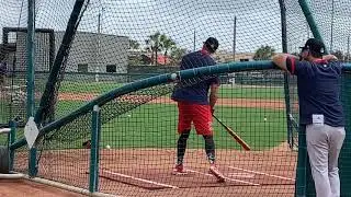 Bobby Dalbec, Boston Red Sox power hitter, takes BP at JetBlue Park, Feb. 14, 2020
