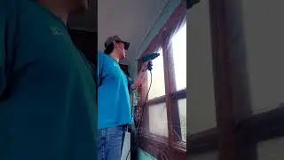 Today's project installing heavy duty plastic over inside of windows to help keep in heat for winter
