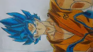 drawing goku(blue)dbz (timelapse)(speed drawing)