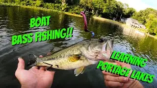 Bass Fishing from a Boat! First Time on Portage Lakes!