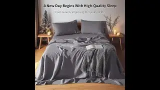 LBR02M 100% Linen Sheet Set Queen Size, Bed Sheets 4 Piece Sets, Solid Color Natural Flax Bed Sheets