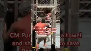 Cm punk came in a towel and shower cap to save damien priest #cmpunk #WWE #fyp #smackdown #raw