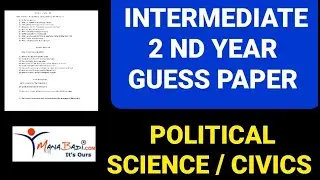 MANABADI INTER GUESS PAPER 2023 POLITICAL SCIENCE / CIVICS 2nd YEAR | INTER GUESS PAPERS 2023