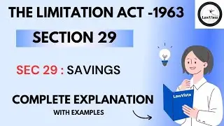 Limitation Act 1963 | Section 29 | Helpful for JMFC MPSC & Judiciary Exams | #LawVista