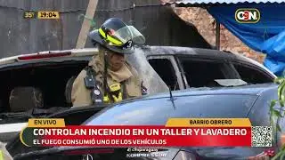 Controlan incendio en taller mecánico y lavadero