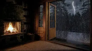 🌧️ Sleep Tonight in a Rainy Forest Cabin | Rain & Fireplace Sound for Sleep