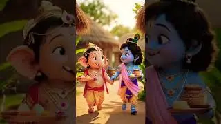 Ganesh And Krishna Beautiful Funny AI Animation Viral Video #ganesha #ai #viralshorts #animation #yt
