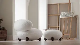 Flock lounge chair and ottoman by NOOM | Minimal furniture design for modern interiors japandi style