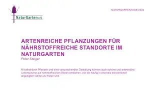Naturgartentage 2024 | Artenreiche Pflanzungen f&uuml;r n&auml;hrstoffreiche Standorte im Naturgarten