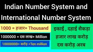 Indian number system and International number system|| भारतीय संख्या पद्धति