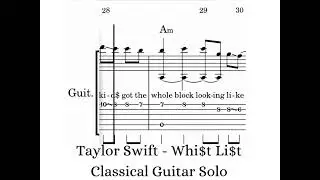 Taylor Swift - Wi$h Li$t | Classical Guitar Sheet music