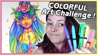 Drawing with HIGHTLIGHTERS ?!  ♦ EPIC colorful Art with OFFICE SUPPLIES  ♦ by Sakuems