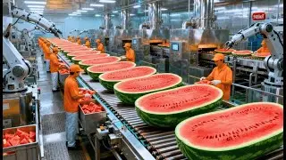 Inside a Modern Watermelon Juice Factory | From Whole Melons to Bottled Red Juice (Full Process)