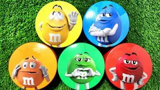 4 Minutes Satisfying with Rainbow M&M'S Candy Unpacking From Glossy Containers ASMR Beads Surprise