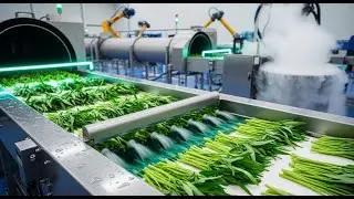 Inside the Water Spinach Processing Plant: From Fresh Greens to Frozen (Entire Factory Tour)