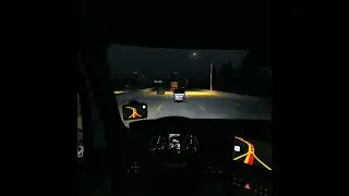 Long Highway Night Drive in an American Truck
