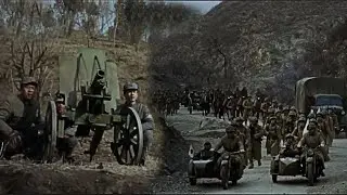Китайская артиллерия устроила богу засаду на японские войска, и их мощный огонь непрерывно бомбил.