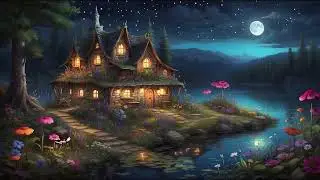 Starry Night at the Fairy House. Ambience with Crickets, Frogs, Owls, and Water Sounds. No Music.