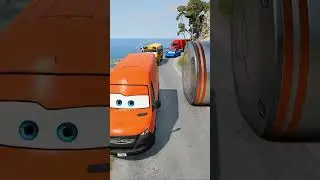 Car & School Truck vs Chained Hydraulic Crush - BeamNG.Drive