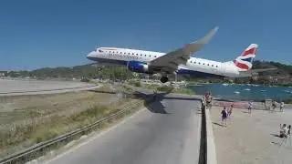 Crazy Low Skiathos British Airways E190Landing
