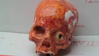 Mummy Human Corpse Halloween Solid Orange Skull Prop With Glass Eye #halloween