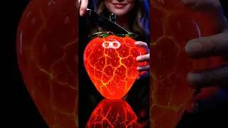 Cutting a Giant Glass Fruit Strawberry 🍓 Molten Crystal ASMR #asmr #satisfying #aiasmr #ai #relaxing