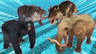 Elephant & T-rex vs Gorilla and Hippo team epic battle | Versuslife ep.32