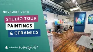 Art Studio Tour + Vlog = Colorful Abstract Paintings and Ceramics