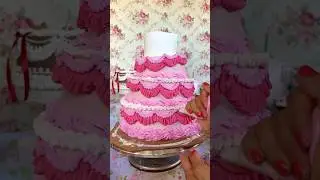 Pink vintage fake half cake 🍒💗 #cake #cakedesign #tieredcake #wallhanging #walldecor #vintagecake