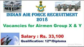 Upcoming Indian Air Force Recruitment Jan 2018 | 12th Pass | Apply Online | Salary 33,100