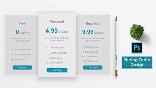 How to Create a Minimal Pricing Table Design in Photoshop : ✪ Photoshop Tutorial ✪