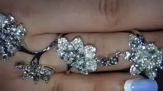 Diamond floral full finger ring