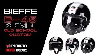 Capacete Custom Old School Bieffe B45 B-45 Vintage 3 em 1 - Estilo e Versatilidade
