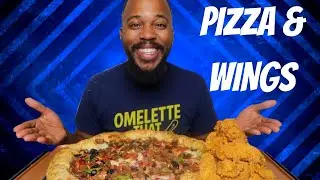 PIZZA HUT STUFFED CRUST SUPER SUPREME PIZZA + HOT & SPICY CRUNCHY FRIED CHICKEN WINGS MUKBANG