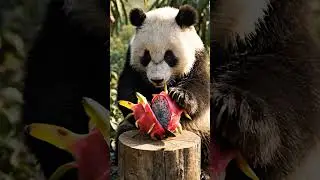 Relaxing Panda ASMR 🐼 | Cute Baby Panda Eating Dragon Fruit | No Talking | Hungry Panda Shorts