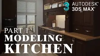Kitchen Modeling design in 3ds max tutorial Vray photoshop Part 1