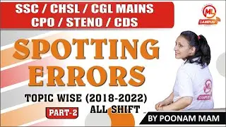 Spotting Errors | PART-2| Complete Grammar Revision For SSC CGL (PRE/MAINS), CHSL| PART-2