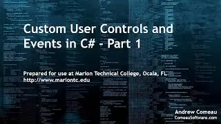 C# Custom User Controls and Events - Part 1