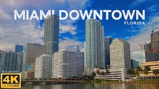 MIAMI DOWNTOWN, around the Brickell Key. Lifestyle. [4K]