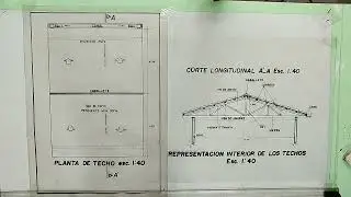 DIBUJO TECNICO ARQUITECTONICO - PLANO DE TECHO Y CORTE LONGITUDINAL (CUBIERTA)
