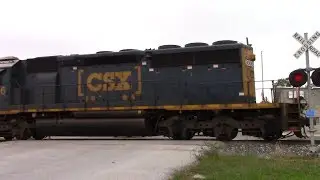 CSX Local Train with CSX 8006 at Main Street in Chalmers, Indiana