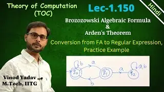 L1.150 | Practice Example : Arden's Theorem and Brzozowski Algebraic Formula with example