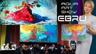 Ebru Show Artist. Water Animation Show. Aqua Art Show. Painting on water at event, party, wedding