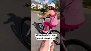 Vibrating bike seat prank on wife😂 #shorts