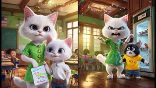 CRUEL CAT TEACHER TREATS KITTENS UNFAIRLY 😿#ai #catvideos #cats #cutecat #aicat