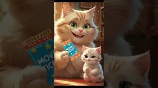 Cute Baby Cat Wants Popcorn 🍿 | Emotional Cat Family #cutebaby cat #popcorn #cartoon #cat family