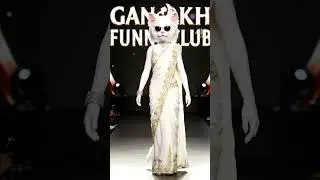 White Fluffy Fashion Queen | Stunning Saree Catwalk  FluffyKitten #CatwalkQueen #shorts
